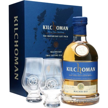 Coffret Whisky Ecosse Islay Single Malt Kilchoman 46% 70cl + 2 Verres
