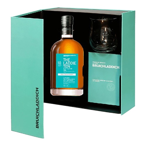 COFFRET WHISKY ECOSSE ISLAY SINGLE MALT BRUICHLADDICH 10 ANS + 1 VERRE 46% 70CL